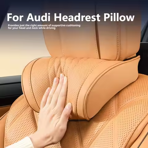 Memory Foam Nappa Leather, Car Neck Pillow, Skin Friendly Soft Touch For Audi A3 A4 A6 Q3 Q5 Q7 Q8 T