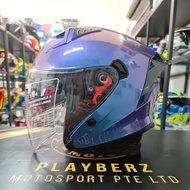 TRAX TZ301 3D DRAGON BLUE HELMET W FREE BACK SPOILER