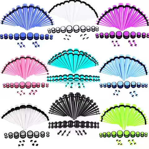 36pcs/lot Acrylic Ear Gauge Taper and Plug Stretching Kits Multicolor Ear Flesh Tunnel Expansion Bod