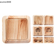 wumei888 1Pcs Wall Mounted 1 Gang 1 Way Plastic On/Off Wood EU Standard Button Light Switch Flame Re