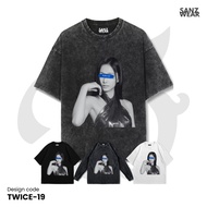 SANZ TWICE T-shirt | Stonewashed washed sandwash t-shirt | Black white longsleeve | TWICE-19
