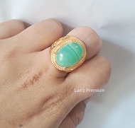 Cincin BATU Pria Hijau Polos Titanium Emas 22K