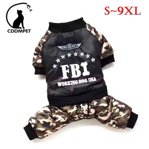 S to 2XL Large Dog Jacket Winter Warm Dog Clothes for Small Dogs Thicken Puppy Jumpsuit Camouflage F