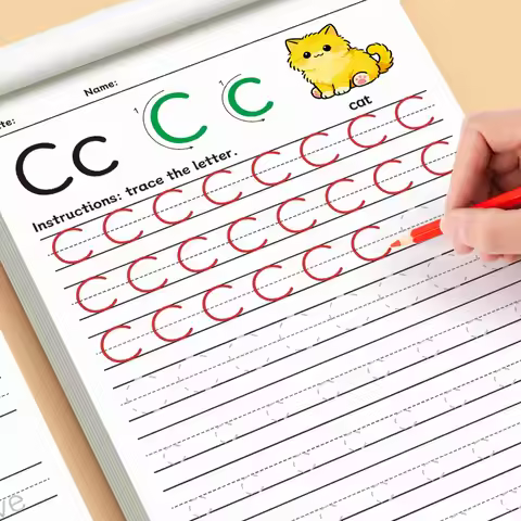 32-Page English Alphabet Tracing Book Abc Preschool English Cartoon Exercise Book 26 Letters Upperca