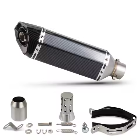 370mm Motorcycle Exhaust Hexagon Muffler with DB Killer For CB400X ZX25R XMAX125 ADV150 PCX160 R25 M