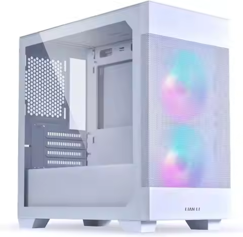 White Micro ATX PC Case with RGB Fans, Mesh Front Panel & Tempered Glass for Gaming Builds