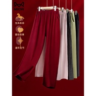 Cat Print Women's Pajamas - Pure Cotton Red Summer Pants
