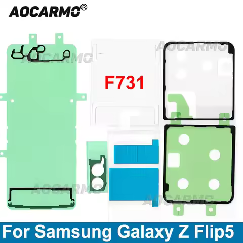 Aocarmo For Samsung Galaxy Z Flip 5 SM- F731 Z flip5 Back Cover Adhesive Rear Full Set Sticker Glue