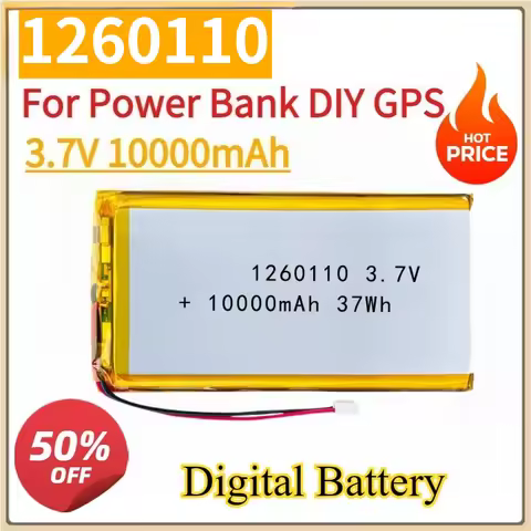 New Digital Battery 3.7V 10000mAh 3.7Wh 1260110 For Power Bank DIY GPS Real Capacity Large Capacity 