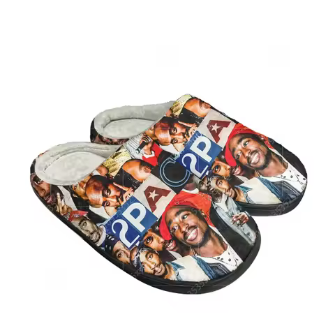 Rap 2Pac Tupac Home Cotton Custom Slippers Mens Women Sandals Plush All Eyez On Me Casual Keep Warm 