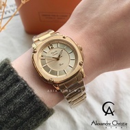 [Original] Alexandre Christie 2659LHBGPIV Elegance Square Women Watch with Gold Stainless Steel