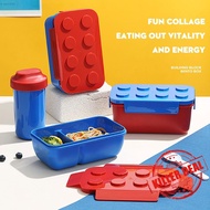 Lunch Box Building Blocks Bento Box For Kids Food Storage Microwave Safe Food Box Spoon Fork N9a4