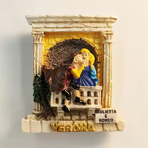 Italy，Verona，Romeo and Juliet，3D Stereoscopic，Tourism Souvenirs，Resin painting，Decoration home，Refri