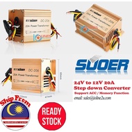 Suoer DC-206 Car Step Down Converter 20A DC 24V to DC 12V Converter DC Buck