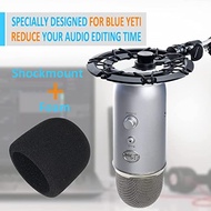 Wanjason Blue Yeti Shock Mount with Foam Windscreen, Alloy Shockmount Reduces Vibration With Blue Ye