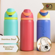 TERMOS OWALA CUSTOM NAME TRAVEL THERMOS 1 liter STAINLESS STEEL TUMBLER HYDROFRESH DRINKING BOTTLE W