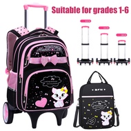 Trolley School Bags Kids School Backpacks For Teenage Girls Book Bag Child Cartoon Waterproof School