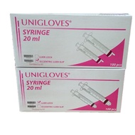 [1 Box] Unigloves Syringe (Eccentric Luer Slip/Luer Lock) 20ml/cc (100pcs/box)