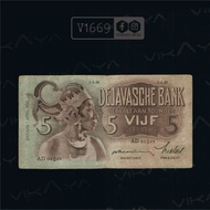 [V1669] Uang Kuno 5 Gulden Seri Wayang Tahun 1936 ttd Praasterink