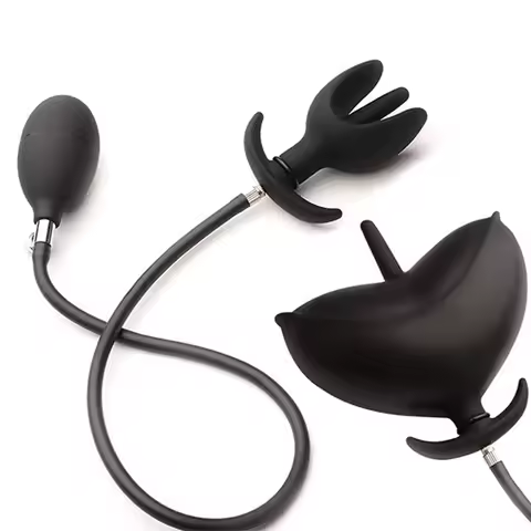 Inflatable Silicone Anal Plug, Adjustable Butt Plug, Soft Expandable Hollow Prostate Stimulator for 