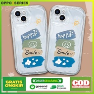 Case Oppo A5s A7 F9 A11k A12 A5 A9 2020 A15 A15s A16 A16s A17 A17k A18 A38 A57 A77S Softcase Transparan Motif Happy Smile Soft Wave Edge Phone Casing Cover