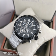 Alexandre Christie AC 6604 Silver Black MCBTBBA Jam Tangan Pria Original Analog Watch Stainless Steel Strap Promo 2023 Anti Air Alexander Christie Ori Garansi Resmi 1 Tahun BISA COD