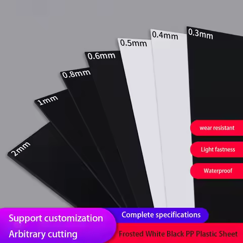 Frosted White/Black PP Plastic Sheet 100x100 100x200 200x200 250x250 210x297 300x300mm Thickness 0.3