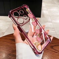 YBD Phone Case For Redmi 15C 5G 4G Xiaomi POCO C85 Clear Caing Parkling Pink Love Bracelet and Porta
