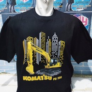 kaos excavator komatsu pc200sablon/kaos distro alat berat/kaos polos - hitam l