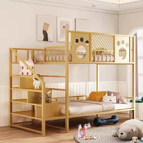 Simple dormitory: wrought iron bunk bed, 1.8m double loft bed, small apartment, children's upper flo