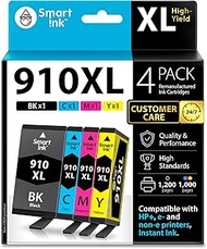 Smart Ink Remanufactured Ink Cartridge Replacement for HP 910 XL 910XL (Black XL & C/M/Y XL 4 Combo 
