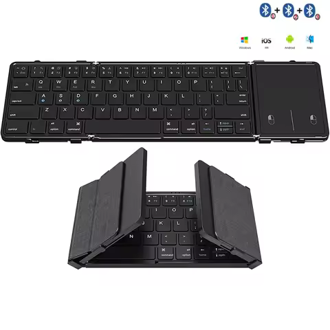 JOMAA Foldable Bluetooth Wireless Keyboard With Touchpad Portable Rechargeable 63 Keys Slim Keyboard