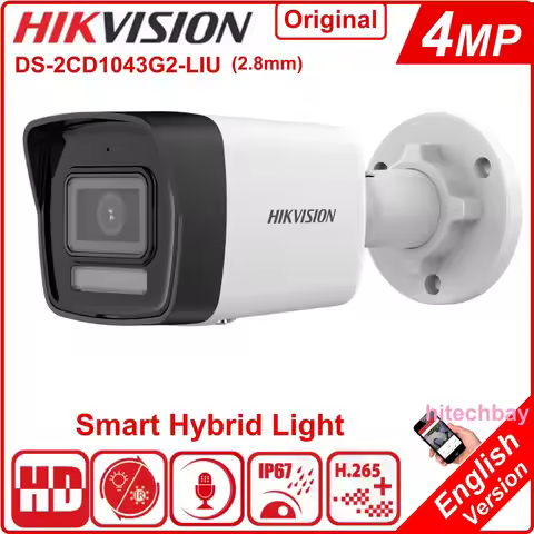 Hikvision Original DS-2CD1043G2-LIU 4MP Smart-Hybrid-Light Built-in Mic IP Bullet Camera PoE Human V