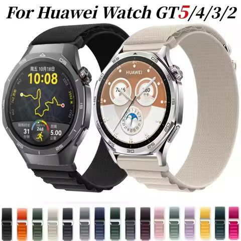 22/20mm Nylon Alpine Loop Strap For Huawei Watch GT5 Pro GT5 GT4 GT3 GT2 46mm Bracelet Wristband Hua