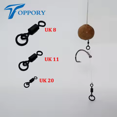 100 x Flexi Ring Swivels with Ring UK Size 8 11 and UK 20 Micro Rig Swivels for D-Rig Chod Hinged Ri