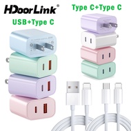 HdoorLink USB C Charger Block US Standard 2 Ports Travel Charger PD 20W Wall Charger USB Power Adapt