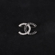 CHANEL(香奈兒)  合金 23B 黑白雙C水鑽 胸針