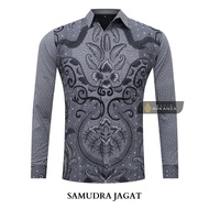 KEMEJA Original Batik Shirt With SAMUDRA JAGAT Motif, Men's Batik Shirt For Men, Slimfit, Full Layer, Long Sleeve