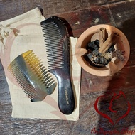 VIETHERB, HANDCRAFTED HORN COMB – VIETHERB, NATURAL BLACK BUFFALO HORN COMB