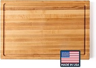 CLARK'S Maple Wood Cutting Board - Hardwood Maple Chopping Board with Deep Juice Groove and Hand Gri