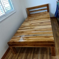 เตียงนอน 3.5 ฟุตไม้สักแท้100%สีธรรมชาติ