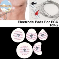 DayDayTo 10Pcs Disposable Electrodes White Pads ECG Gel Non Woven Fabric Self Adhesive Stiers Reusab