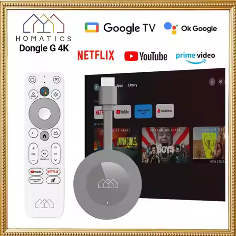 Google Netflix Certified HOMATICS Dongle G 4K TV Stick Android 14 OS Amlogic S905Y4 Media Player Dol
