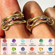 Spinelli Kilcollin Rings Stainless Steel Minimalist Gold Color Zircon Birthstone Ring Stack Set Fash