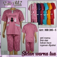 Odif Shop Mr205-05 - Short Sleeve Babydoll Sleepwear 3/4 Pants Regular Size Sleepwear Nightwear Paja