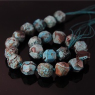 15.5"strand Natural Blue Ocean Stone Faceted Nugget Charms Pendant Beads,Raw Gems Freeform Cut Nugge