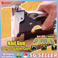 🇸🇬【READY STOCK】3 in 1 nail gun stapler upholstery staple gun heavy duty home decor carpentry tools 1000pcs Nails 家具订窗机套装