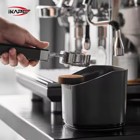 IKAPE V2 Knock Box,Espresso Grounds Organizer,Anti-slip Bevel Coffee Knock Box,Barista Tool Enhanced
