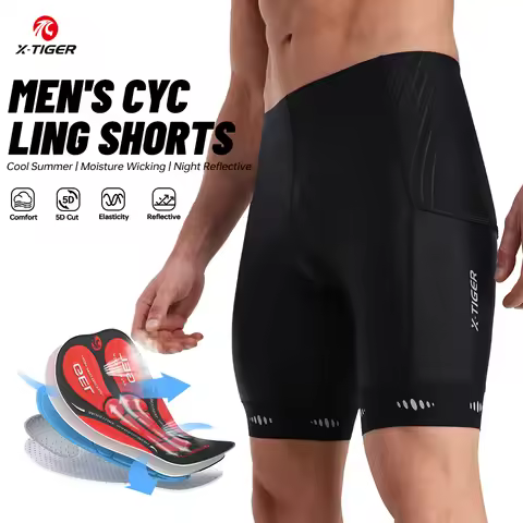 X-TIGER Men's Cycling Shorts Coolmax 5D Padded Bicycles Riding Pants Shockproof MTB Bike Shorts Biki
