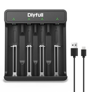 Dlypow 18650 Battery Charger, USB-C High-Speed Charging 3.7v Lithium Battery 18650 Rechargeable Batt